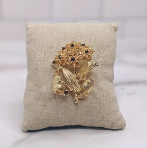 Harvest bouquet amber & gold brooch